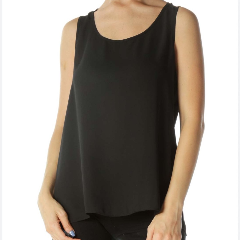 Express. Black Sheer Round-Neck Open-Back Tank Top. Size XS. 🖤